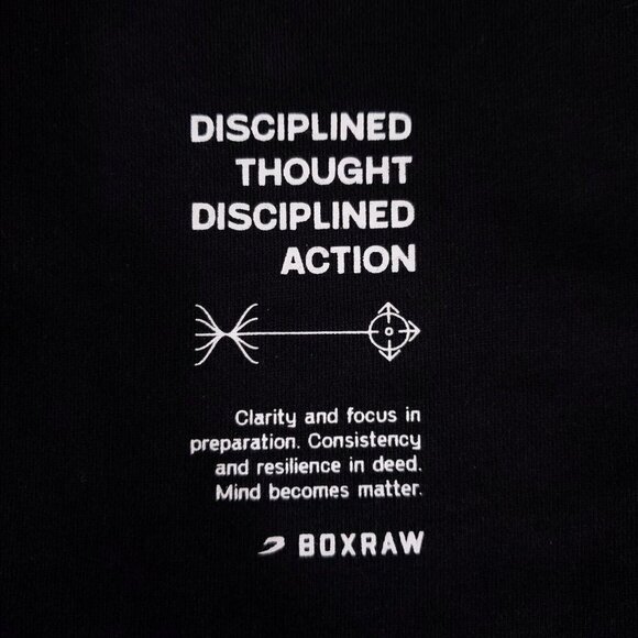 Boxraw Mens Size Small Disciplined Thought Action Oversized Hoodie Black - Picture 11 of 15